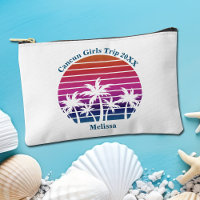 Cute Custom Girls Beach Trip Pink Palm Tree Sunset