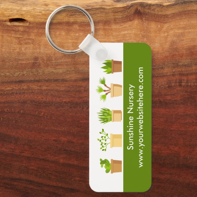 Cute Custom Green Plant Nursery Gardening Key Ring (Front)