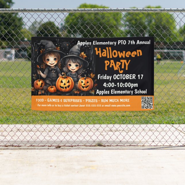 cute custom halloween party Fundraiser PTA Church Banner (Insitu)