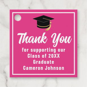 Cute Custom Hot Pink Graduation Party Favour Tags