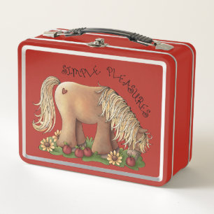 Cute Custom Inspirational Red Metal Lunch Box