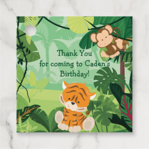 Cute Custom Jungle Kids Birthday Party Green Favour Tags