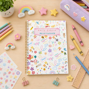 Cute Custom Kid Name & Photo Colourful Rainbow Planner