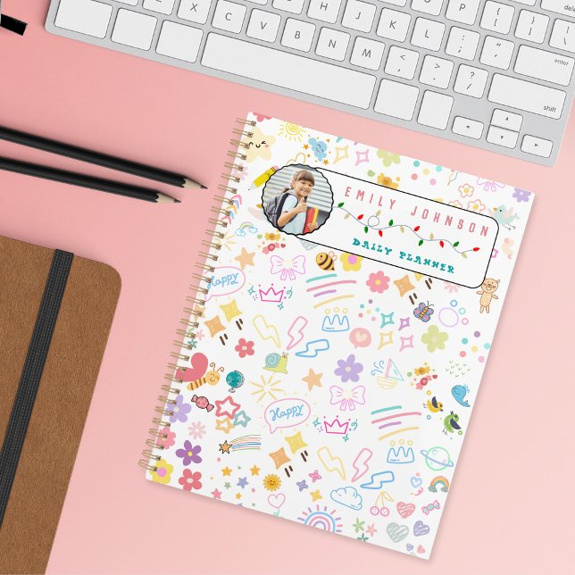 Cute Custom Kid Name & Photo Colourful Rainbow Planner (Creator Uploaded)