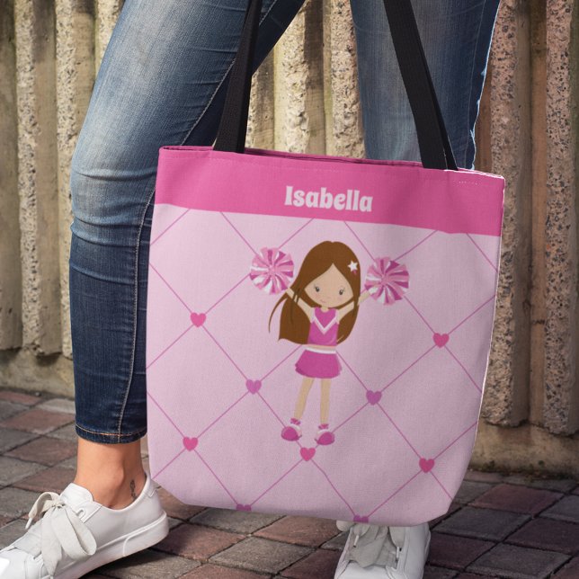 Cute Custom Kids Cheerleading Pink Cheer Tote Bag (Creator Uploaded)