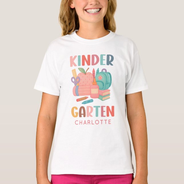 Cute Custom Kindergarten Back to School Kids  T-Shirt (Front)