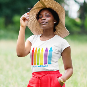 Cute Custom Kindergarten Teacher Crayon T-Shirt