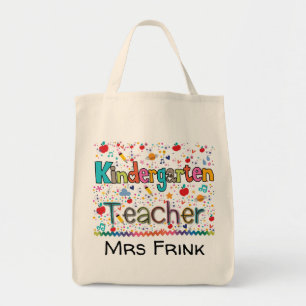 Cute Custom Kindergarten Teacher Design Tote Bag
