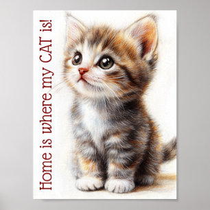 Cute Custom Kitten Wall Decoration, Kitty Cat Poster