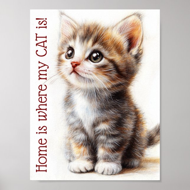 Cute Custom Kitten Wall Decoration, Kitty Cat Poster (Front)
