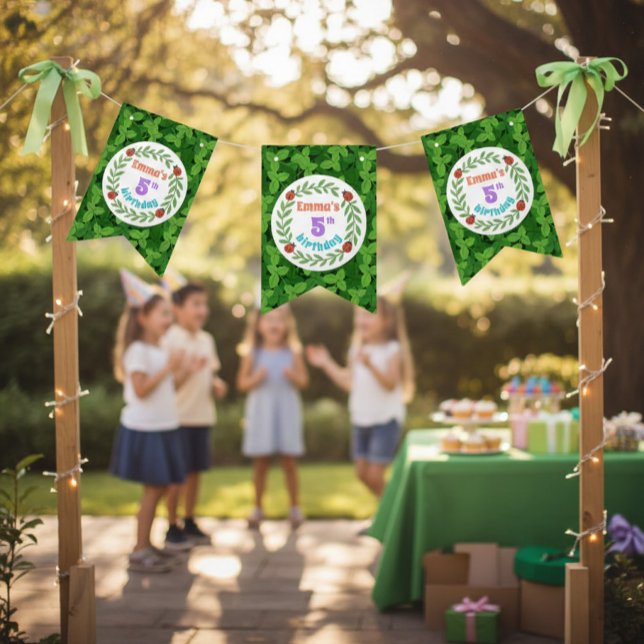 Cute Custom Ladybug & Leaf 5th Birthday Bunting (Creator Uploaded)