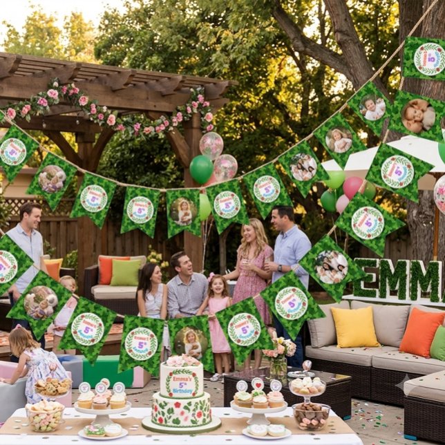 Cute Custom Ladybug & Leaf Photo Birthday Bunting (Creator Uploaded)