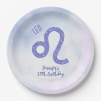 Cute Custom Leo Astrology Purple Birthday Party