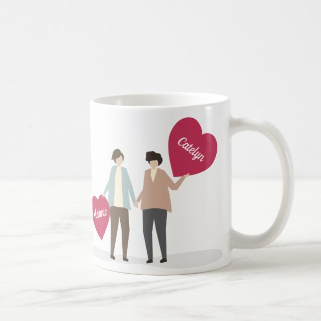 Cute Custom Lesbian Couple Anniversary Coffee Mug (Right)