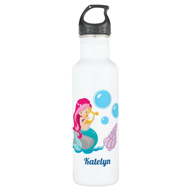 Cute Custom Mermaid Girl 710 Ml Water Bottle (Front)