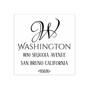 Cute Custom Monogram Initial Name Return Address Rubber Stamp