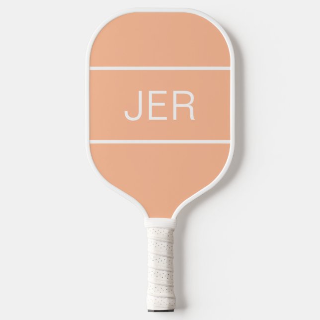 Cute Custom Monogrammed Initials Peach Sports Cool Pickleball Paddle (Front)