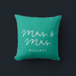 Cute custom Mrs and Mrs Cushion<br><div class="desc">Mrs and Mrs couple pillows,  customisable with your own name and your favourite colours.</div>
