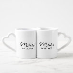 Cute custom Mrs and Mrs lesbian couple Coffee Mug Set<br><div class="desc">Mrs and Mrs couple coffee mug,  customisable with your own name and your favourite colours.</div>