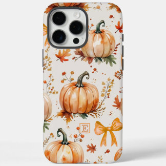 Cute Custom Name Autumn Pumpkins And Bows iPhone 16 Pro Max Case