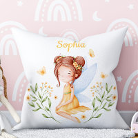 Cute Custom Name Baby Girl Fairy Pillow
