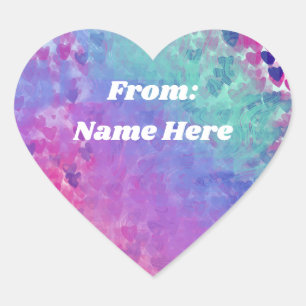 Cute Custom Name Colourful Valentines Hearts Heart Sticker