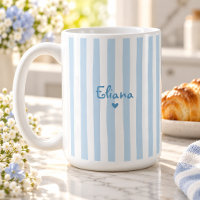 Cute Custom Name Light Blue Stripes Girly