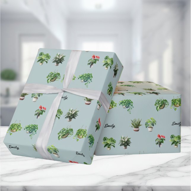 Cute Custom Name Plant Lover Wrapping Paper (Creator Uploaded)