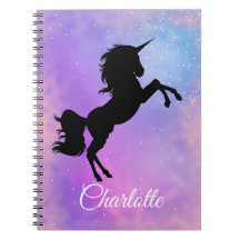 Cute Custom Name Purple Rainbow Galaxy Unicorn