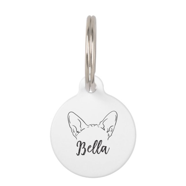Cute Custom Name Sphynx Cat Pet Tag (Front)