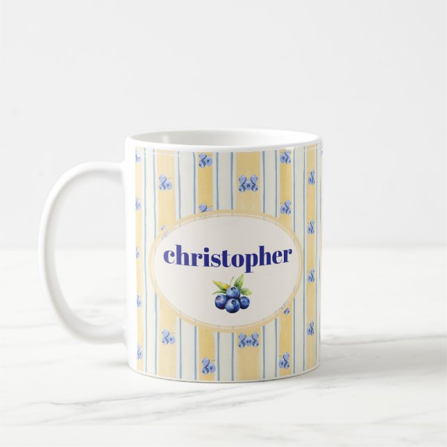 Cute Custom Name Stripes Coffee Mug (Left)