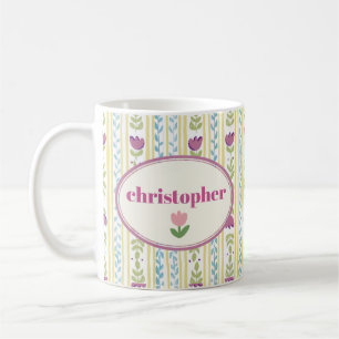 Cute Custom Name Stripes Coffee Mug