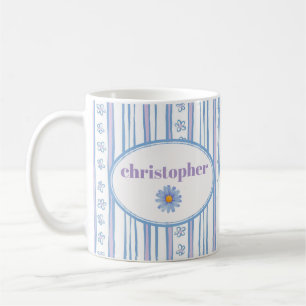 Cute Custom Name Stripes Coffee Mug