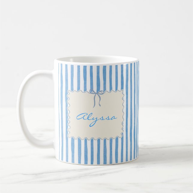 Cute Custom Name Stripes Coffee Mug (Left)