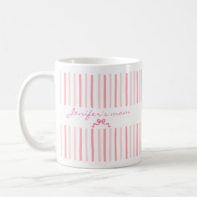 Cute Custom Name Stripes Pattern Coffee Mug (Left)