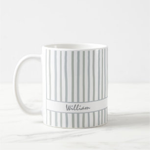 Cute Custom Name Stripes Pattern Coffee Mug