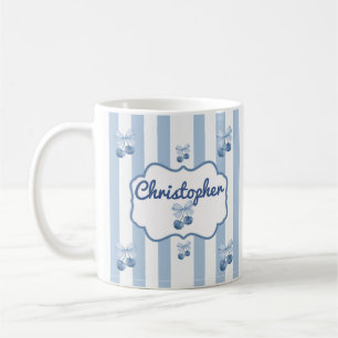Cute Custom Name Stripes Pattern Coffee Mug
