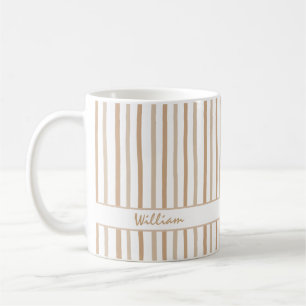 Cute Custom Name Stripes Pattern Coffee Mug