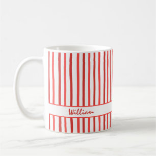 Cute Custom Name Stripes Pattern Coffee Mug