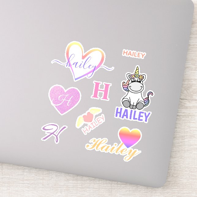 Cute Custom Name Unicorn Rainbow Different Fonts  (Detail)