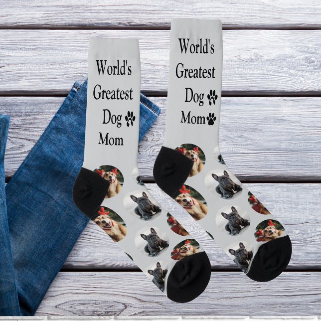 Cute Custom Pattern Dog Mum Photo Socks (Creator Uploaded)