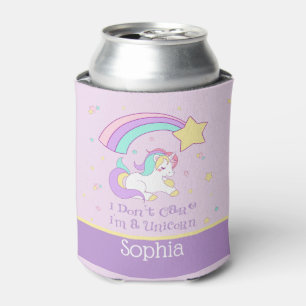 Cute Custom Personalised Magical Rainbow Unicorn Can Cooler