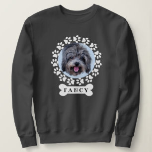 Cute Custom Pet Dog Photo and Name on Dogbone Sweatshirt