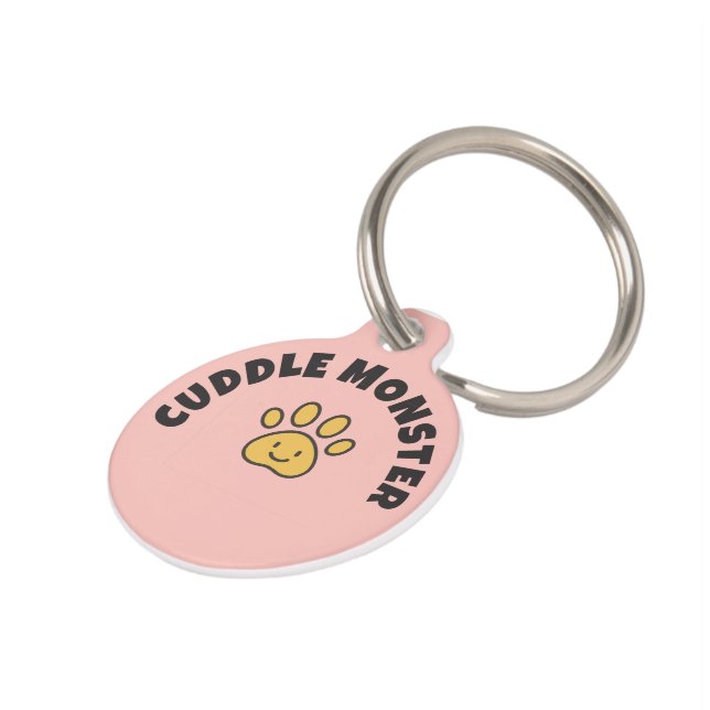 Cute Custom Pet ID Tag – “Cuddle Monster” (Side)