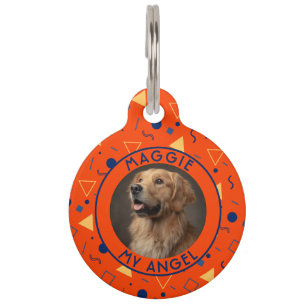 Cute Custom Pet Lover Gift Memphis Print Tag