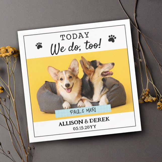 Cute Custom Pet Name Dog Cat Photo Wedding  Napkin (Creator Uploaded)