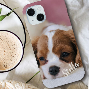 Cute Custom Pet Photo with Personalised Name iPhone 15 Case