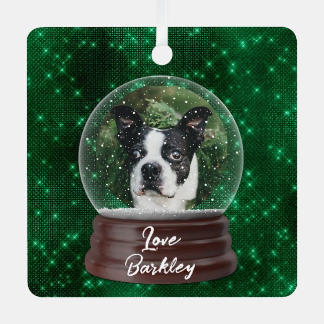 Cute Custom Pet Snow Globe  Metal Tree Decoration (Front)