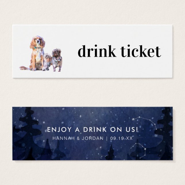 Cute Custom Pet | Wedding Bar Drink Ticket (Front & Back)