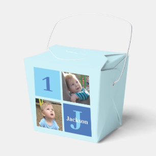 Cute Custom Photo Boys 1st Birthday Party Favour Box